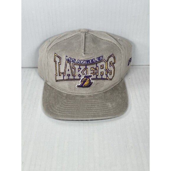 New Era Los Angeles Lakers Corduroy The Golfer Snapback Hat Cap Adjustable Gray - Picture 1 of 5